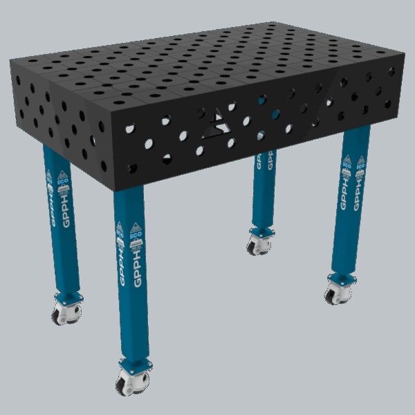 Stół Spawalniczy ECO Rozmiar - 1000x600mm, Siatka - DIAGONALNA, System - Φ28, Nogi - Na kołach
