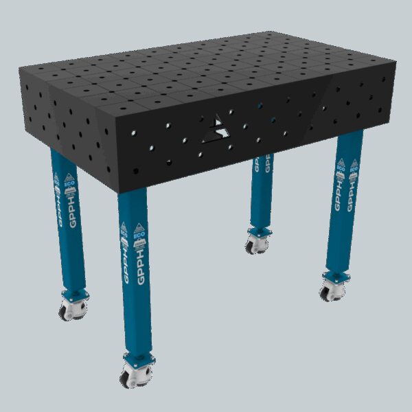 Stół Spawalniczy ECO Rozmiar - 1000x600mm, Siatka - DIAGONALNA, System - Φ16, Nogi - Na kołach
