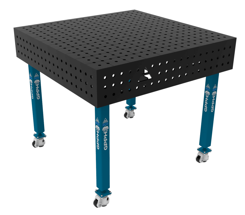 Stół Spawalniczy ECO Rozmiar - 1000x1000mm, Siatka - 50x50mm, System - Φ16, Nogi - Na kołach