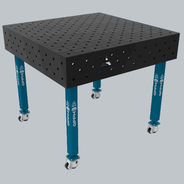 Stół Spawalniczy ECO Rozmiar - 1000x1000mm, Siatka - DIAGONALNA, System - Φ16, Nogi - Na kołach