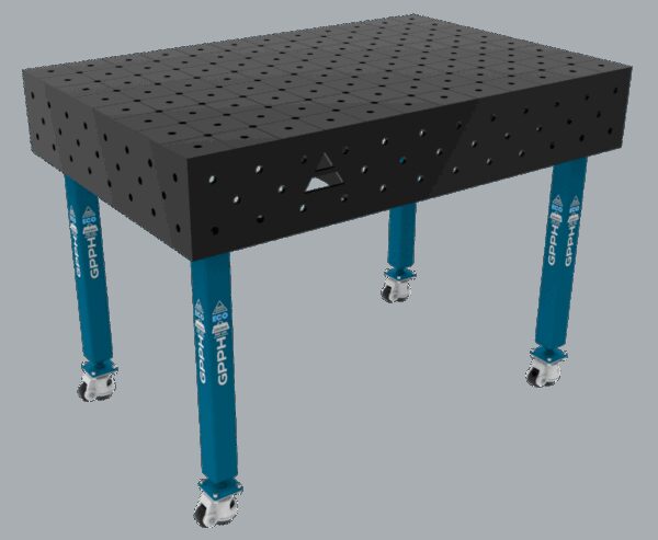 Stół Spawalniczy ECO Rozmiar - 1200x800mm, Siatka - DIAGONALNA, System - Φ16, Nogi - Na kołach