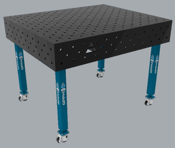 Stół Spawalniczy ECO Rozmiar - 1200x1000mm, Siatka - DIAGONALNA, System - Φ16, Nogi - Na kołach