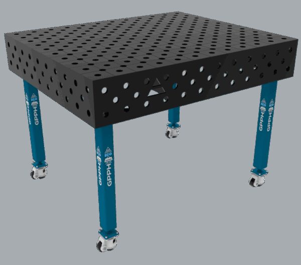 Stół Spawalniczy ECO Rozmiar - 1200x1000mm, Siatka - DIAGONALNA, System - Φ28, Nogi - Na kołach