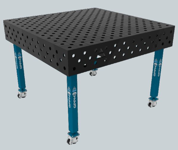 Stół Spawalniczy ECO Rozmiar - 1200x1200mm, Siatka - DIAGONALNA, System - Φ28, Nogi - Na kołach