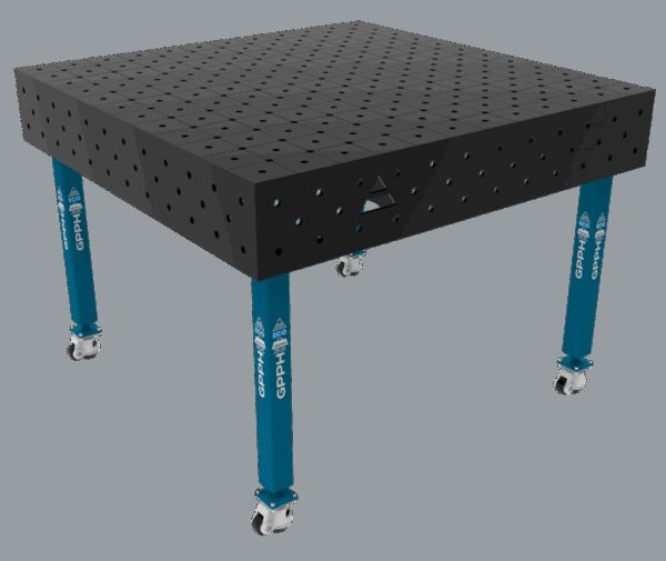 Stół Spawalniczy ECO Rozmiar - 1200x1200mm, Siatka - DIAGONALNA, System - Φ16, Nogi - Na kołach