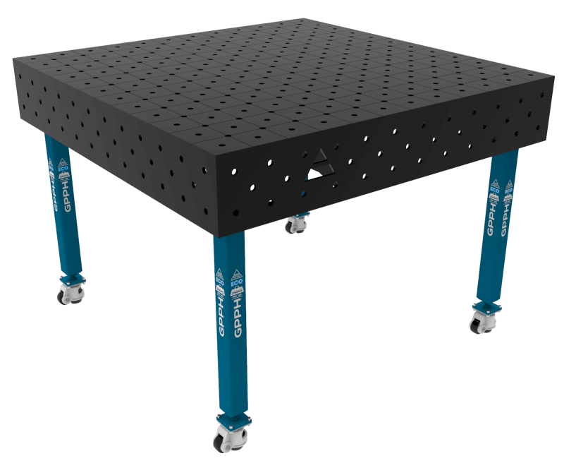 Stół Spawalniczy ECO Rozmiar - 1200x1200mm, Siatka - DIAGONALNA, System - Φ16, Nogi - Na kołach