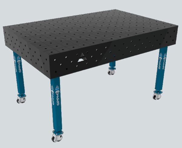 Stół Spawalniczy ECO Rozmiar - 1500x1000mm, Siatka - 100x100mm, System - Φ16, Nogi - Na kołach