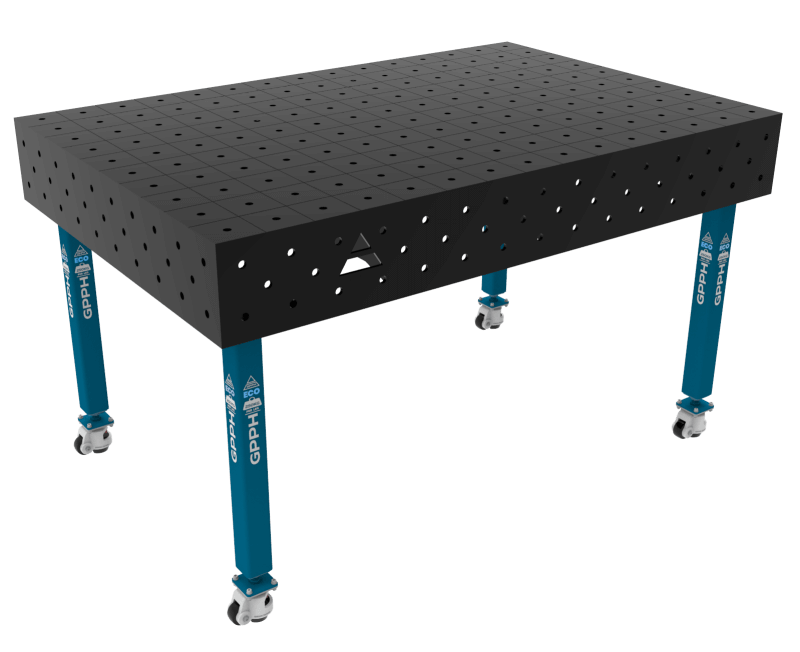 Stół Spawalniczy ECO Rozmiar - 1500x1000mm, Siatka - 100x100mm, System - Φ16, Nogi - Na kołach