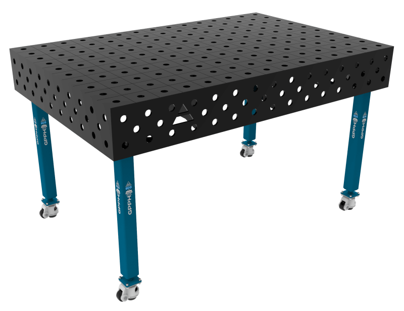 Stół Spawalniczy ECO Rozmiar - 1500x1000mm, Siatka - 100x100mm, System - Φ28, Nogi - Na kołach