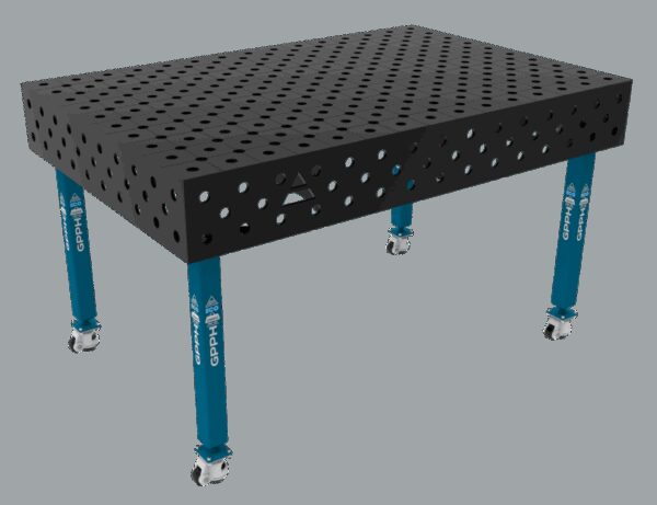 Stół Spawalniczy ECO Rozmiar - 1500x1000mm, Siatka - DIAGONALNA, System - Φ28, Nogi - Na kołach