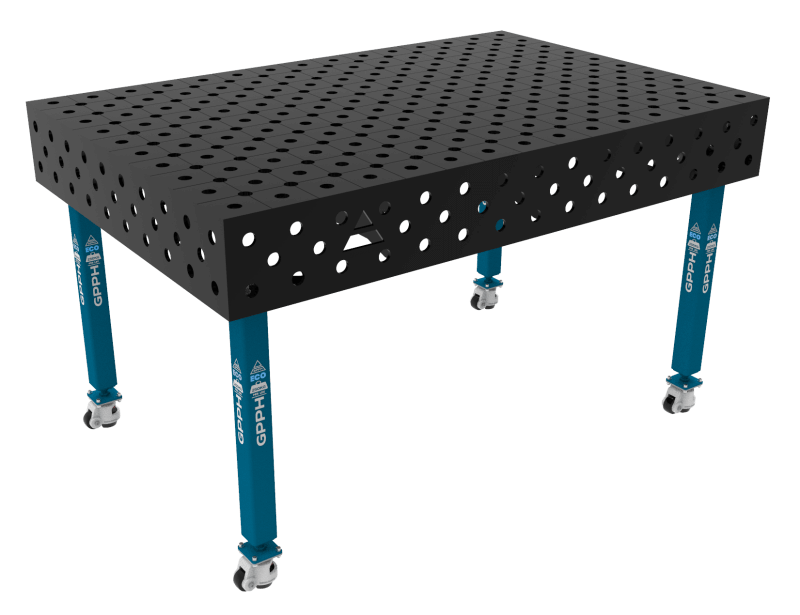 Stół Spawalniczy ECO Rozmiar - 1500x1000mm, Siatka - DIAGONALNA, System - Φ28, Nogi - Na kołach