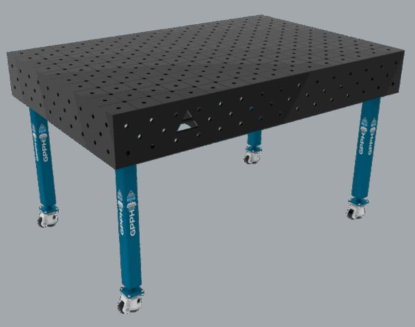 Stół Spawalniczy ECO Rozmiar - 1500x1000mm, Siatka - DIAGONALNA, System - Φ16, Nogi - Na kołach