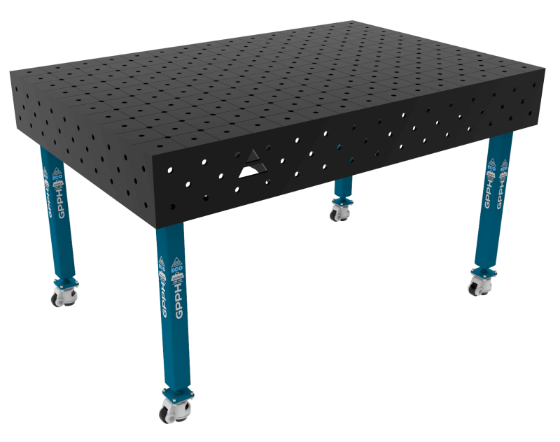 Stół Spawalniczy ECO Rozmiar - 1500x1000mm, Siatka - DIAGONALNA, System - Φ16, Nogi - Na kołach