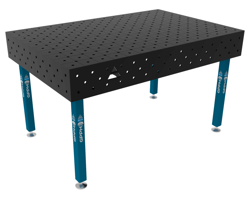 Stół Spawalniczy ECO Rozmiar - 1500x1000mm, Siatka - DIAGONALNA, System - Φ16, Nogi - Na stopach