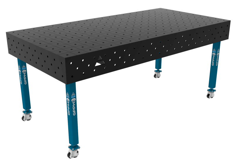 Stół Spawalniczy ECO Rozmiar - 2000x1000mm, Siatka - 100x100mm, System - Φ16, Nogi - Na kołach
