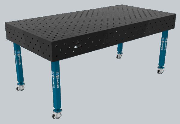 Stół Spawalniczy ECO Rozmiar - 2000x1000mm, Siatka - DIAGONALNA, System - Φ16, Nogi - Na kołach