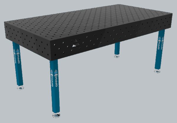 Stół Spawalniczy ECO Rozmiar - 2000x1000mm, Siatka - DIAGONALNA, System - Φ16, Nogi - Na stopach