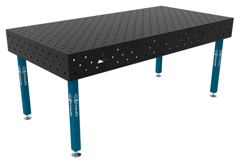 Stół Spawalniczy ECO Rozmiar - 2000x1000mm, Siatka - DIAGONALNA, System - Φ16, Nogi - Na stopach
