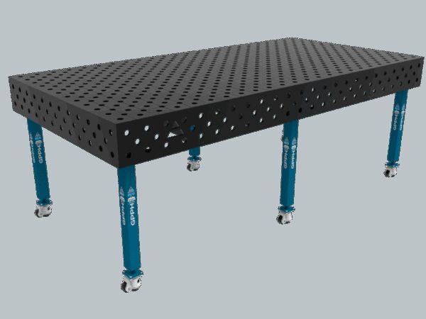 Stół Spawalniczy ECO Rozmiar - 2400x1200mm, Siatka - DIAGONALNA, System - Φ28, Nogi - Na kołach