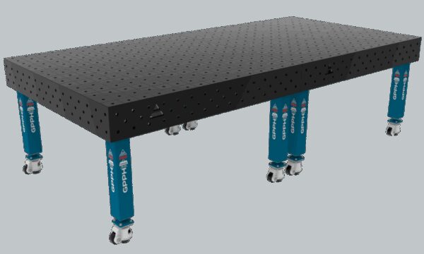 Stół Spawalniczy PRO Rozmiar - 3000x1480mm, Siatka - 100x100mm, System - Φ16, Nogi - Na kołach