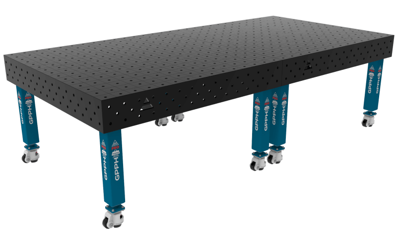 Stół Spawalniczy PRO Rozmiar - 3000x1480mm, Siatka - 100x100mm, System - Φ16, Nogi - Na kołach