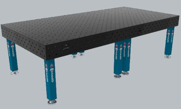 Stół Spawalniczy PRO Rozmiar - 3000x1480mm, Siatka - 100x100mm, System - Φ16, Nogi - Na stopach