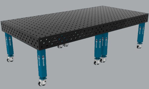 Stół Spawalniczy PRO Rozmiar - 3000x1480mm, Siatka - 100x100mm, System - Φ28, Nogi - Na kołach