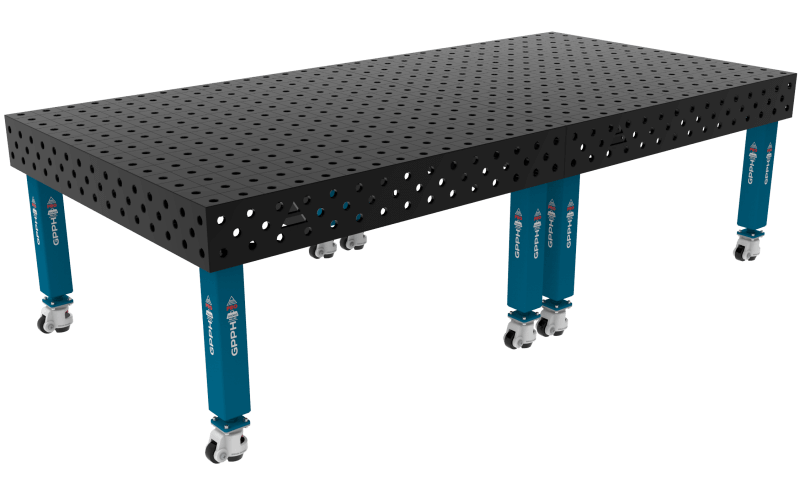 Stół Spawalniczy PRO Rozmiar - 3000x1480mm, Siatka - 100x100mm, System - Φ28, Nogi - Na kołach