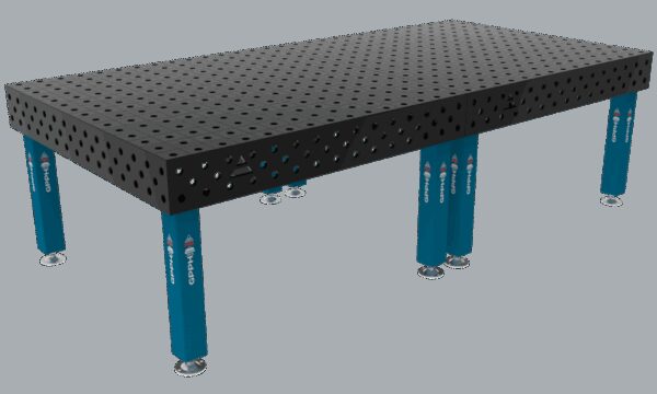 Stół Spawalniczy PRO Rozmiar - 3000x1480mm, Siatka - 100x100mm, System - Φ28, Nogi - Na stopach