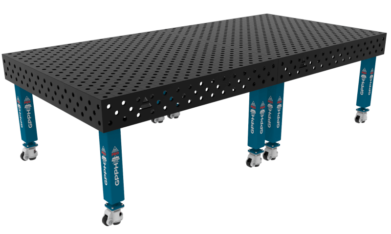 Stół Spawalniczy PRO Rozmiar - 3000x1480mm, Siatka - DIAGONALNA, System - Φ28, Nogi - Na kołach