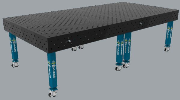 Stół Spawalniczy PLUS Rozmiar - 3000x1480mm, Siatka - diagonalna, System - Φ16, Nogi - Na kołach