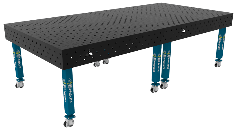 Stół Spawalniczy PLUS Rozmiar - 3000x1480mm, Siatka - diagonalna, System - Φ16, Nogi - Na kołach
