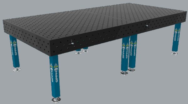 Stół Spawalniczy PLUS Rozmiar - 3000x1480mm, Siatka - diagonalna, System - Φ16, Nogi - Na stopach