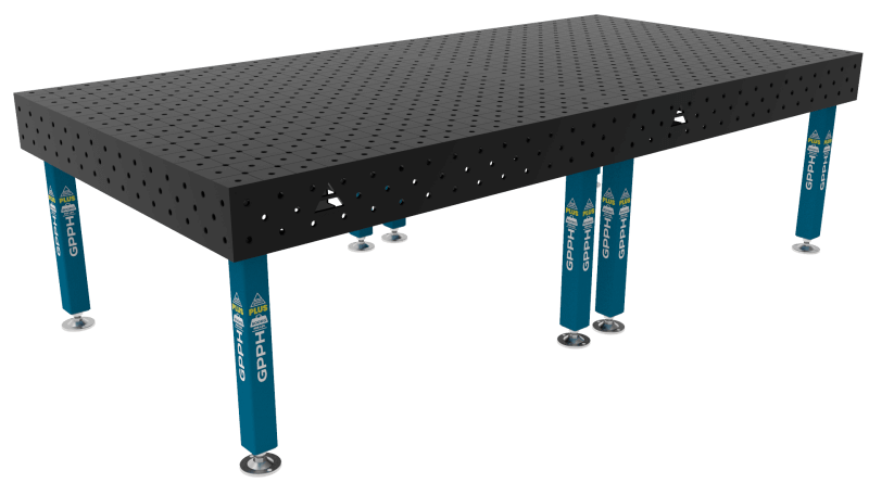 Stół Spawalniczy PLUS Rozmiar - 3000x1480mm, Siatka - diagonalna, System - Φ16, Nogi - Na stopach
