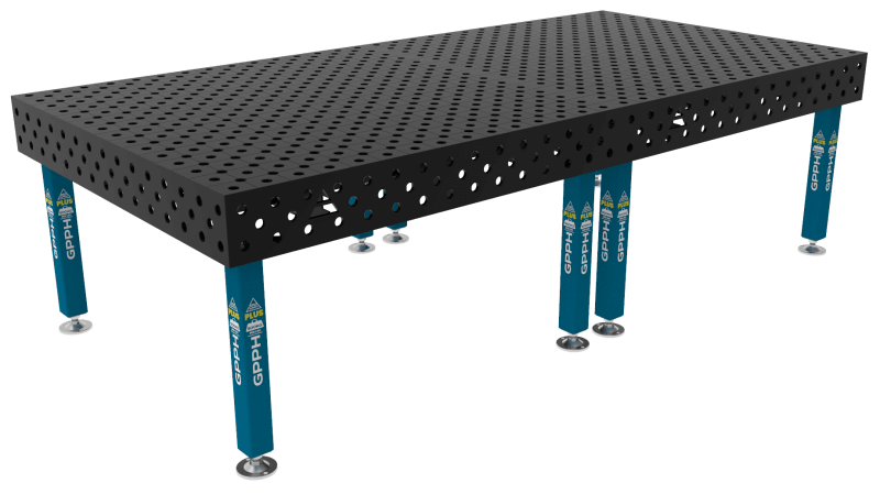 Stół Spawalniczy PLUS Rozmiar - 3000x1480mm, Siatka - diagonalna, System - Φ28, Nogi - Na stopach