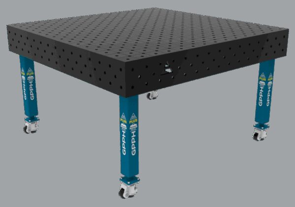 Stół Spawalniczy PLUS Rozmiar - 1500x1480mm, Siatka - diagonalna, System - Φ16, Nogi - Na kołach