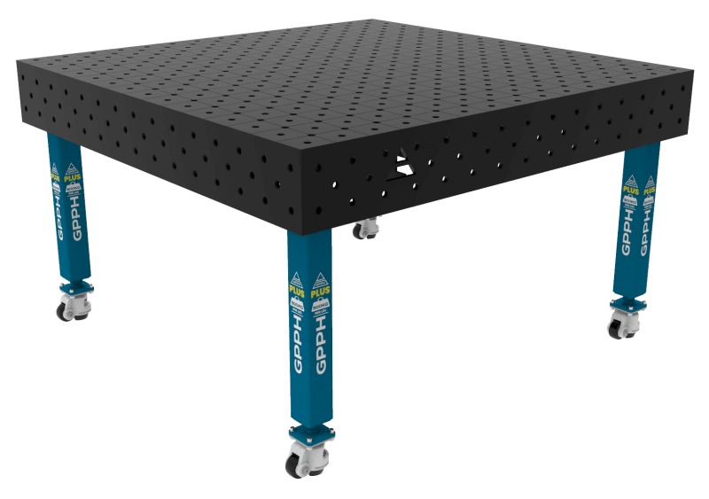 Stół Spawalniczy PLUS Rozmiar - 1500x1480mm, Siatka - diagonalna, System - Φ16, Nogi - Na kołach