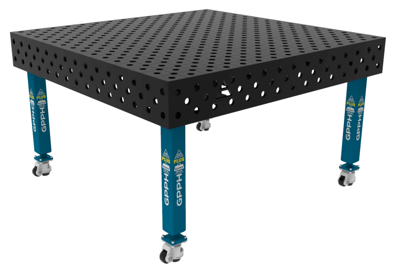 Stół Spawalniczy PLUS Rozmiar - 1500x1480mm, Siatka - diagonalna, System - Φ28, Nogi - Na kołach
