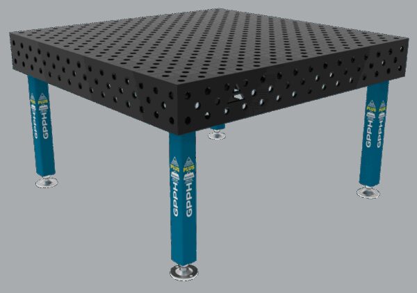Stół Spawalniczy PLUS Rozmiar - 1500x1480mm, Siatka - diagonalna, System - Φ28, Nogi - Na stopach