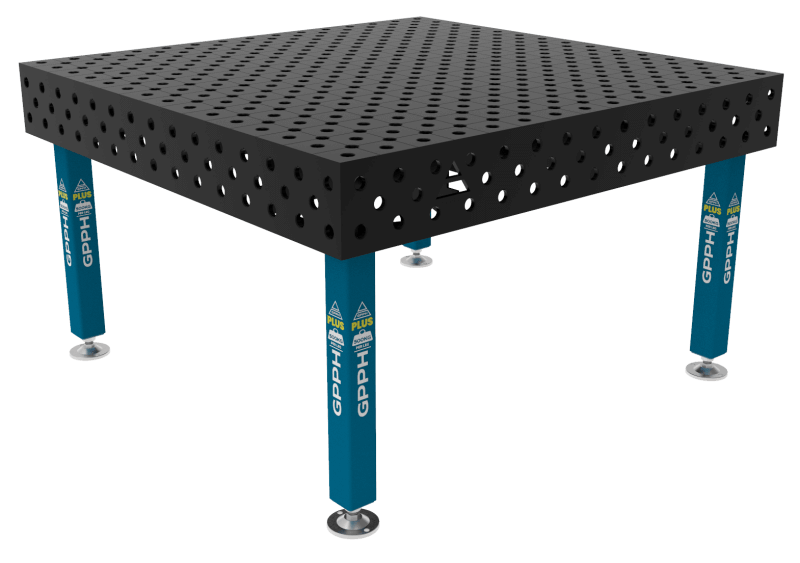 Stół Spawalniczy PLUS Rozmiar - 1500x1480mm, Siatka - diagonalna, System - Φ28, Nogi - Na stopach
