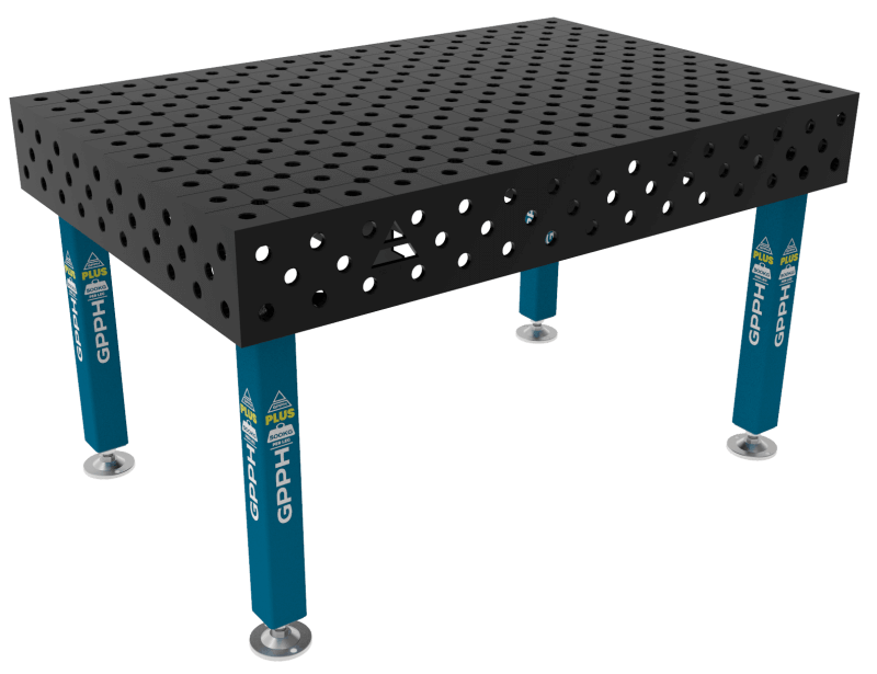 Stół Spawalniczy PLUS Rozmiar - 1500x1000mm, Siatka - diagonalna, System - Φ28, Nogi - Na stopach