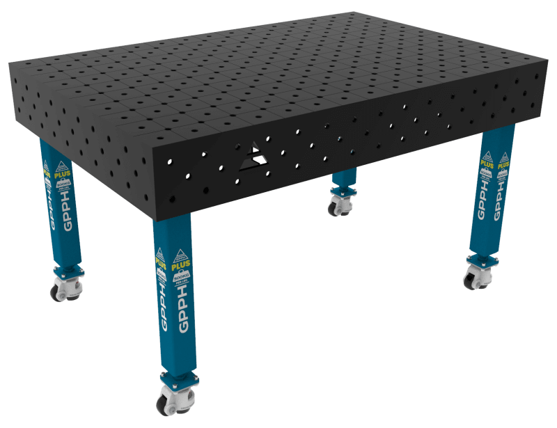Stół Spawalniczy PLUS Rozmiar - 1500x1000mm, Siatka - diagonalna, System - Φ16 Nogi - Na kołach