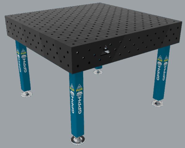 Stół Spawalniczy PLUS Rozmiar - 1200x1200mm, Siatka - diagonalna, System - Φ16, Nogi - Na stopach
