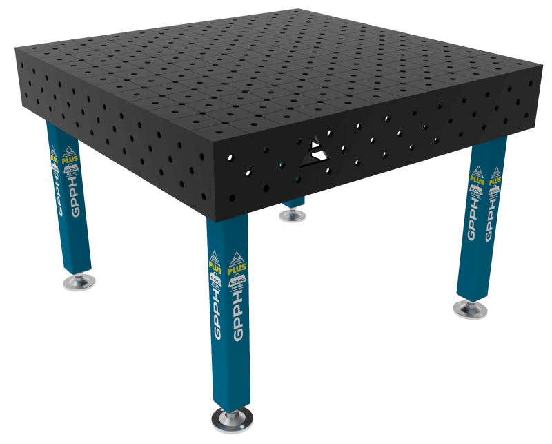 Stół Spawalniczy PLUS Rozmiar - 1200x1200mm, Siatka - diagonalna, System - Φ16, Nogi - Na stopach