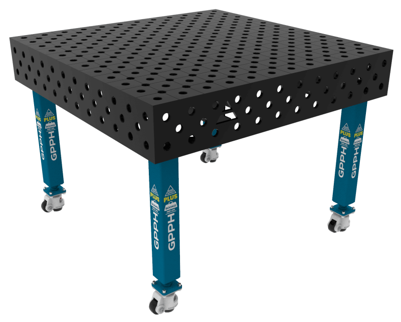 Stół Spawalniczy PLUS Rozmiar - 1200x1200mm, Siatka - diagonalna, System - Φ28, Nogi - Na kołach