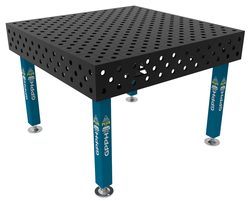 Stół Spawalniczy PLUS Rozmiar - 1200x1200mm, Siatka - diagonalna, System - Φ28, Nogi - Na stopach