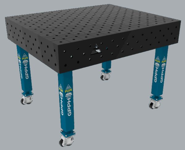 Stół Spawalniczy PLUS Rozmiar - 1200x1000mm, Siatka - diagonalna, System - Φ16, Nogi - Na kołach
