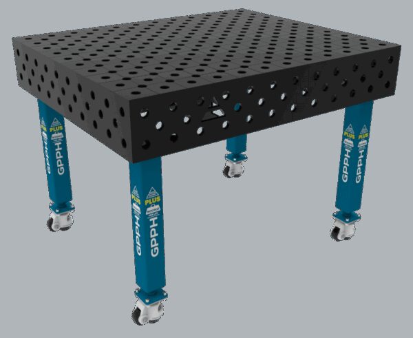 Stół Spawalniczy PLUS Rozmiar - 1200x1000mm, Siatka - diagonalna, System - Φ28, Nogi - Na kołach